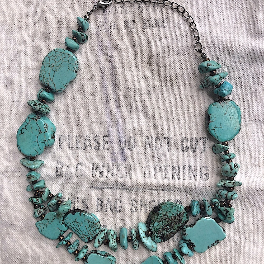 Statement Turquoise Magnesite mixed stone necklace! NWOT
